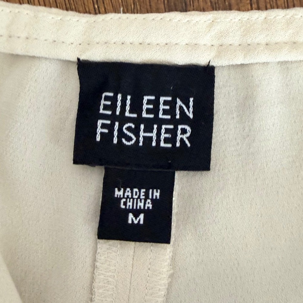 Vintage 90s Eileen Fisher 100% Silk Ivory Wide Leg Pants Size Size Medium - Picture 5 of 11